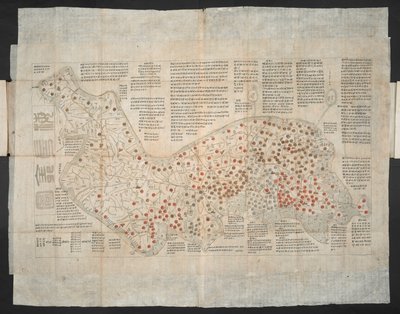 Haejwa chondo - et kort over den koreanske halvø oprindeligt skabt ca. 1820 (farvet gravering) af School Korean