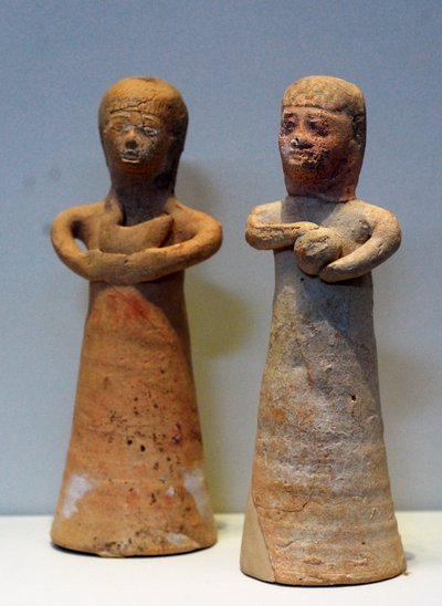 Kvinder, der bringer ofre, fra Achziv, det nordlige Israel, 8.-7. århundrede f.Kr. (keramik) af School Levantine