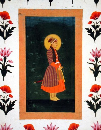 Stående portræt af en lineal, fra Small Clive Album af School Mughal