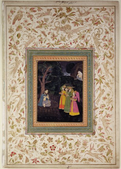 Sultan Ibrahim Adham fra Balkh med Engle, Johnson Album VI, nr. 5, ca. 1770-80 (gouache med guld på albumblad) af School Mughal