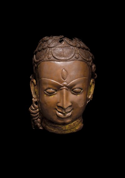 Repouse maske af Shiva, ca. 11. århundrede (kobber) af School Nepalese