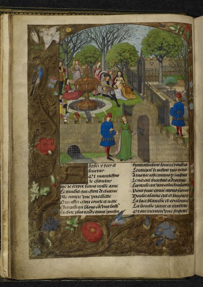 Harley 4425 f. 12v Have of Pleasure (vellum) af School Netherlandish