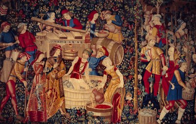 Høstscene Detalje til venstre. Tapet fra Holland af School Netherlandish