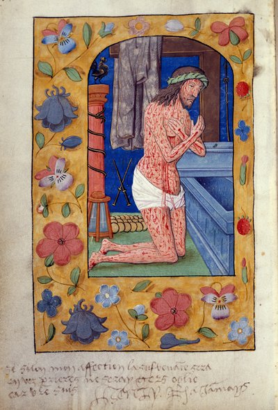 Kongebog 9 f.231v Kristus knæler ved en åben grav (vellum) af School Netherlandish