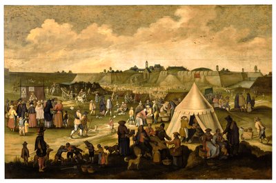Spaniernes Slot i Antwerpen (olie på panel) af School Netherlandish