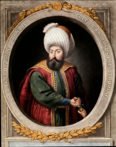 Osmannerriget: portræt af den første osmanniske sultan Osman I (1299-1326). Topkapi Sarayi Istanbul bibliotek af School Ottoman