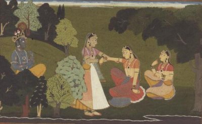 51.207/11 En fortrolig beder Radha om at møde Krishna, illustration fra 