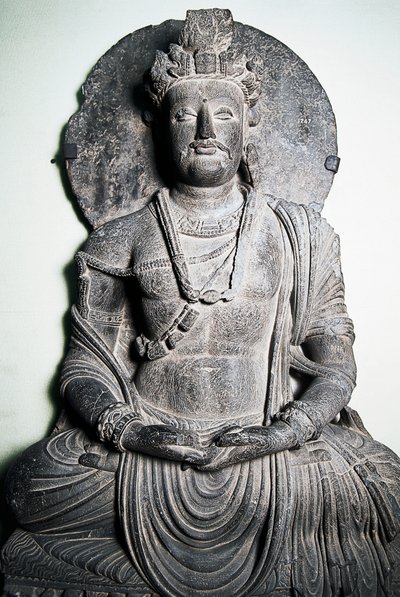 Stenskulptur, der forestiller Buddha, Gandhara-kunst, Peshawar, Pakistan, af School Pakistani