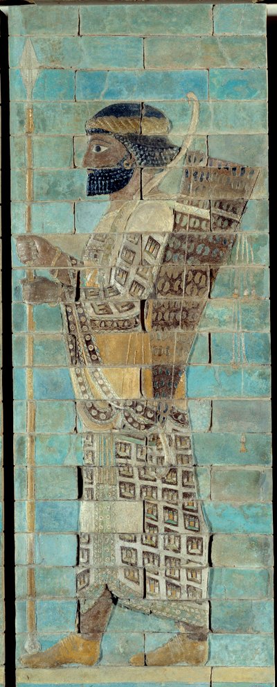 Bueskytternes frise, fra paladset til Darius I, konge af Persien, i Susa (5. århundrede f.Kr.). E-mailet mursten relief bund. Paris, Louvre-museet. af School Persian