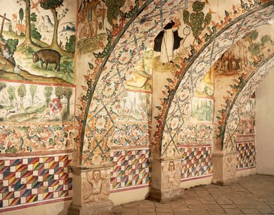 Kapellets freskoer med religiøse og dagligdags scener (fresko) af School Peruvian