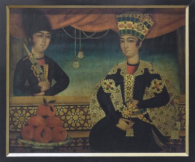 En Qajar-prins, muligvis af Mohammad Sadgeh (olie på lærred) af School Qajar