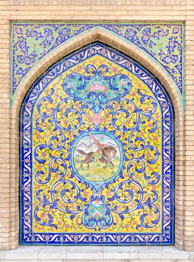 Fliseværk ved Golestan-paladset, Teheran, Iran (foto) af School Qajar