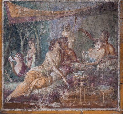 Bankettscene, Pompeji af School Roman