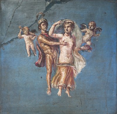 Mars og Venus på en blå baggrund, Herculaneum af School Roman