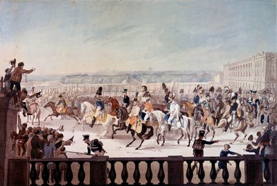 Alexandre I (1777-1825) på Paris Place de la Concorde. Maleri af den russiske skole af School Russian