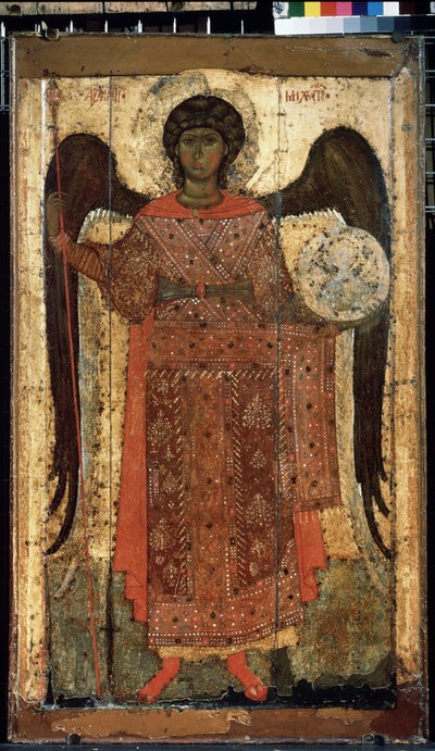 ""Ærkeenglen Sankt Michael"" russisk ikon. Maling på træ. Omkring 1300. Statens Tretyakov Galleri, Moskva af School Russian