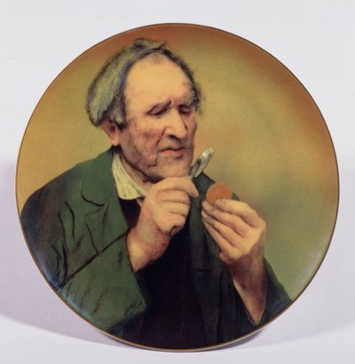 Numismatikeren. Porcelæn malet af en russisk mester, anden halvdel af det 19. århundrede. Russisk kunst, brugskunst. Privat samling. af School Russian