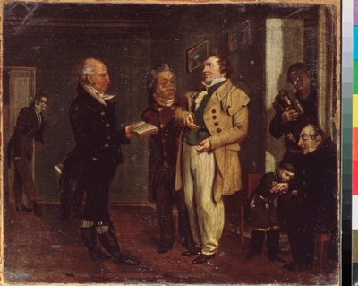 Prins Vasily Khovansky (1755-1830) og en spøgefugl. Maleri af en russisk mester, olie på lærred, begyndelsen af ​​1800-tallet. Statens Tretyakov-galleri, Moskva. af School Russian