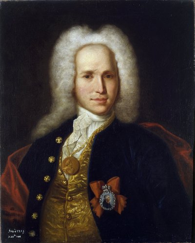 Portræt af videnskabsmanden, militæringeniøren og opfinderen Andrey Nartov (1683-1756). (Portræt af videnskabsmanden, militæringeniøren og opfinderen A. Nartov). Anonymt maleri, olie på lærred, omkring 1725. Russisk kunst af School Russian