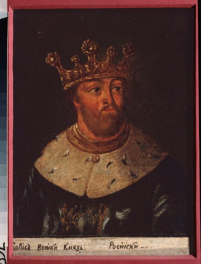 Portræt af zar Boris Fedorovitch Godunov af Rusland (1552-1605). Maleri af en russisk mester, olie på lærred af School Russian