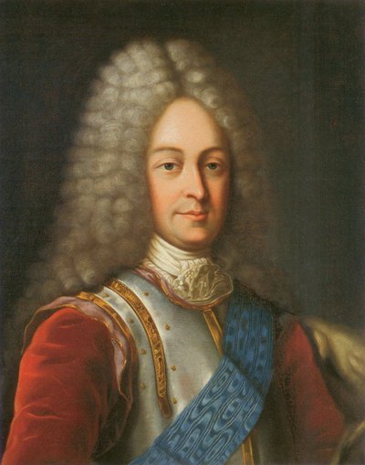 Portræt af prins Vasily Lukich Dolgorukov, første halvdel af 1700-tallet (farve litho) af School Russian