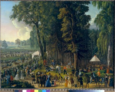 Offentlige fejringer ved Marina Rocha i Moskva. Anonymt maleri, olie på lærred, omkring 1840. Russisk kunst af School Russian