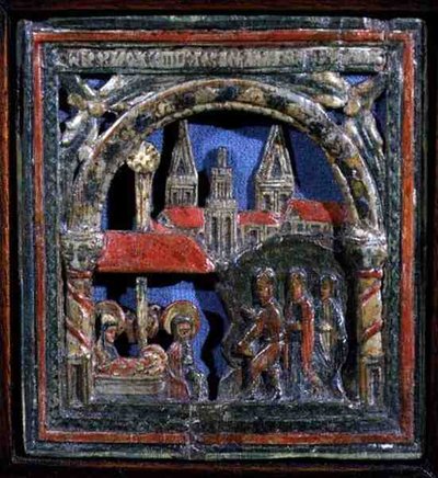 Præsentation af gaver (udskåret træ og polykrom) af School Russian