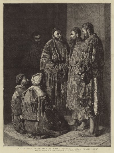 Den russiske ekspedition til Khiva, "Centralasiatiske politikere" (gravering) af School Russian