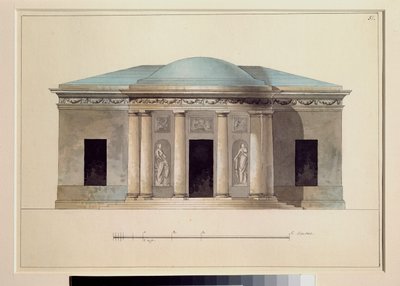 En koncertsal. Værk af en russisk mester, akvarel på papir, ca. 1826. Statens Frilandsmuseum Tsarkoye Selo, Sankt Petersborg. af School Russian