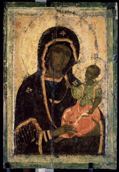 ""Virgin Hodegetria (Hodigitria)"" Russisk ikon. Maling på træ. omkring 1360. Statens Tretyakov Galleri, Moskva af School Russian