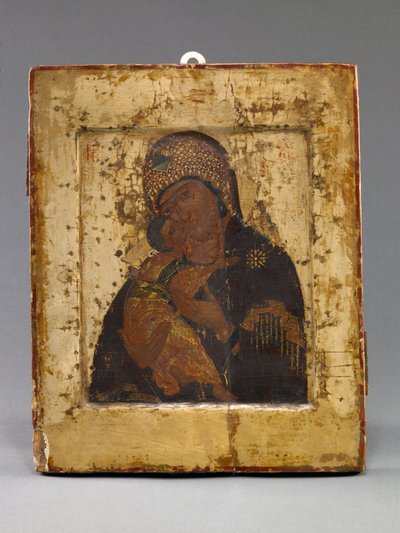 Volokolamskaya Guds Moder (tempera på panel) af School Russian
