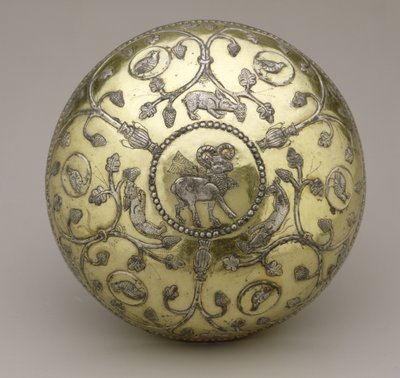 Skål, 6.-7. århundrede e.Kr. (forgyldt og udskåret sølv) af School Sasanian