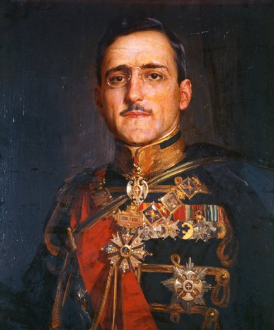 Kong Alexander I af Jugoslavien (olie på lærred) af School Serbian
