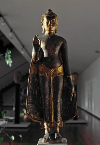 Lopaburi-stil: Abhyamudra Buddha (skulptur af School Siamese