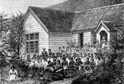 Mission School for Maoris, illustration fra 