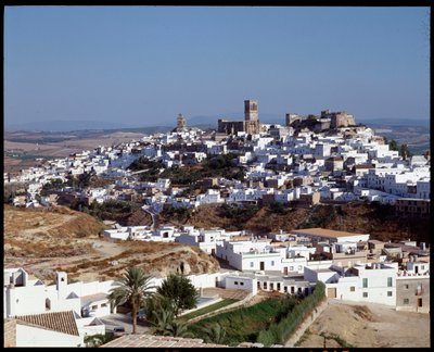 Panoramaudsigt over byen Arcos de la Frontera, Andalusien, Spanien af School Spanish