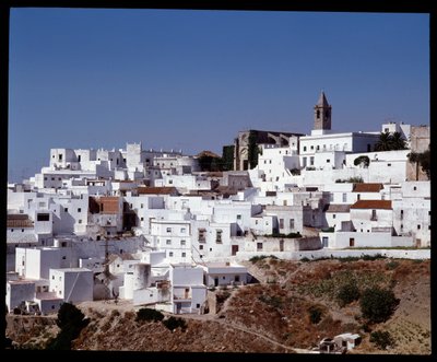 Udsigt over Vejer de la Frontera, Andalusien Spanien af School Spanish