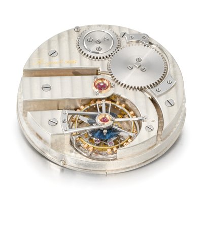 Openface nøglefri et minuts tourbillon ur, Breguet no. 986 (glas og metal) (se også 1127360) af Swiss School