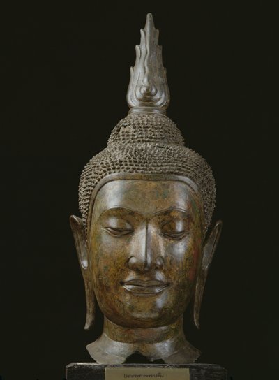 Buddhas hoved i meditation (bronze) af School Thai