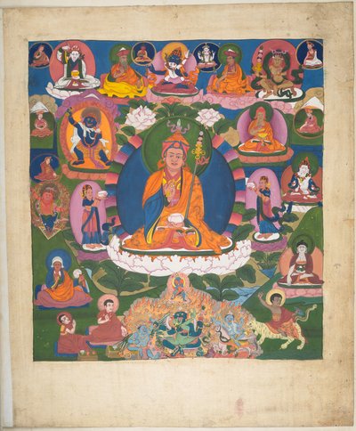 Tilføje. Eller. 3058    En af 12 tegninger, der viser tibetanske guddomme af en tibetansk kunstner, sandsynligvis i Lhasa, ca. 1800    (gouache på papir) af School Tibetan