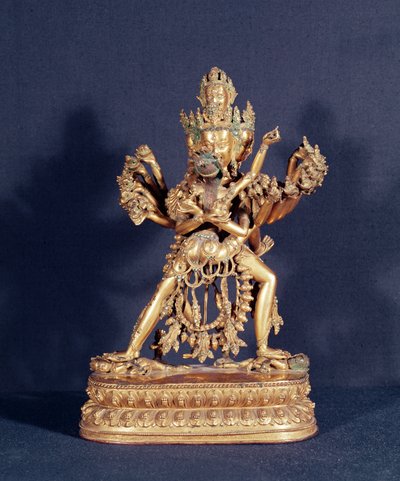Hevajra og Nairatmya (forgyldt bronze med sølvindlæg) af School Tibetan