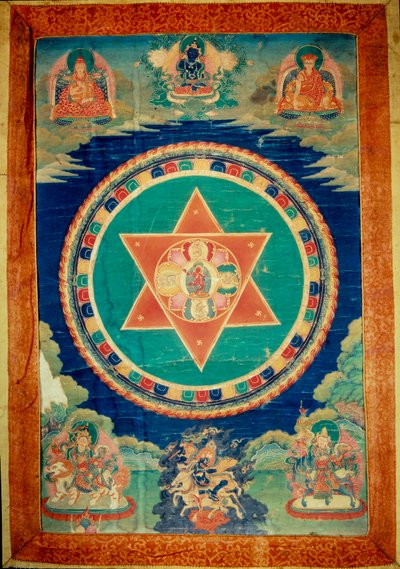 Mandala de vajravarami gudinden danser (i midten) dens navn betyder "" adamantine laie""". Tibet af School Tibetan