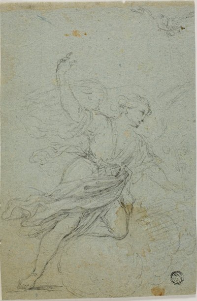 Angel Annunciate (recto); Samson og løven (verso) af School of Guido Reni