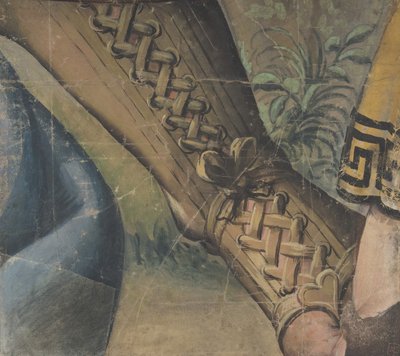 Fragment of a Tapestry Cartoon: Foot in a Buskin, Draperi, and a Plant, 1500-1550. af School of Raphael.