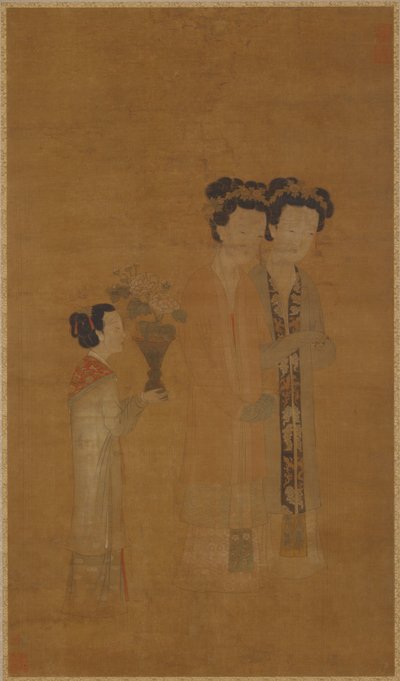 Hofdamer og tjenere, Ming-dynastiet, 1500-tallet. af School of Tang Yin