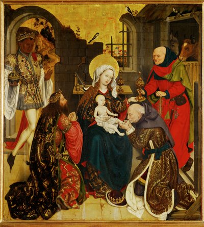 De hellige tre kongers tilbedelse ... (maleri på træ) af Schottenaltar Master