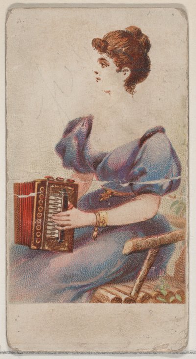 Harmonika, fra Musical Instruments-serien N82 til Duke-cigaretter, 1888., 1888. af Schumacher and Ettlinger