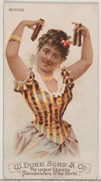 Bones, fra Musical Instruments-serien N82 til Duke-cigaretter, 1888., 1888. af Schumacher and Ettlinger