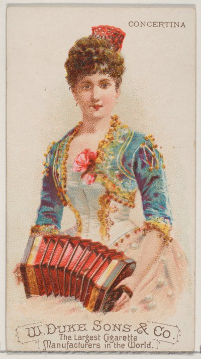Concertina, fra Musical Instruments-serien N82 til Duke-cigaretter, 1888., 1888. af Schumacher and Ettlinger