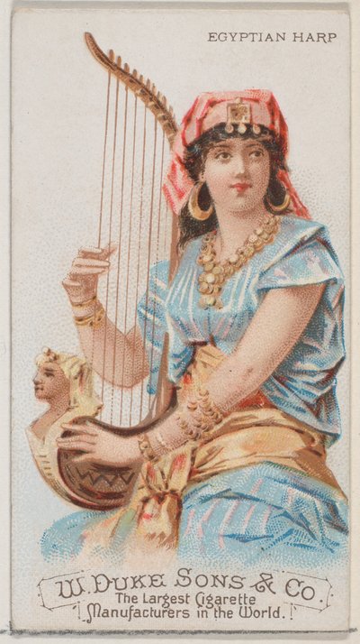 Egyptisk harpe, fra Musical Instruments-serien N82 til Duke-cigaretter, 1888., 1888. af Schumacher and Ettlinger